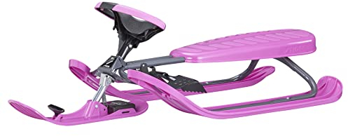 STIGA Snowracer Curve – Robuster Lenkschlitten mit Bremse und Zugseilwinde – Stahlrahmen Bobschlitten für Kinder und Erwachsene bis 90 kg – Winter Schlitten ab 7 Jahren