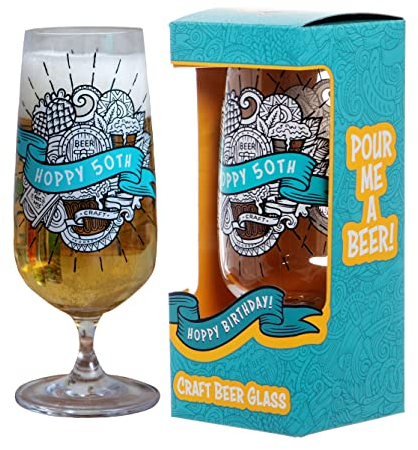 Boxer Gifts Vaso de cerveza artesanal de 50 cumpleaños, regalo único para él