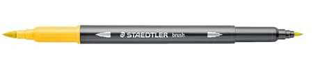 Staedtler Watercolour Design Journey 3001-10 Double Fibre Tip Pens Light Yellow Fine Tip and Flexible Brush Tip Water-soluble 10 Light Yellow Felt Tip Pens