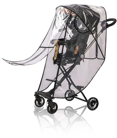 AUSYIWI Regenschutz für Kinderwagen, Regenverdeck Kinderwagen Buggy mit Großes Fenster und Doppel Reißverschluss, Raincover Transparent Sportwagen, Gute Luftzirkulation, Einfache Befestigung