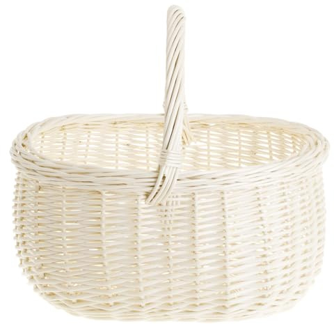 e-wicker24 Alles aus Weide Cesto di vimini, cestino con manico, cesto di gondola per la spesa in vimini, cesto ovale matrimonio, cestino per tutte le occasioni