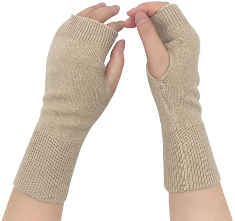 Stickade fingerlösa handskar för kvinnor, handledsvärmare handledshandskar stretchiga varma handskar fingerlösa arbetshandskar för att skriva körning vinter höst inomhus- och utomhusaktiviteter,