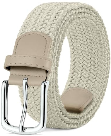 MATLAB Cinturón Trenzado Elástico - Cinturón Tejido Cinturón Golf para Hombres y Mujeres - 33 mm (1.25 ) Multi Colores Beis 100