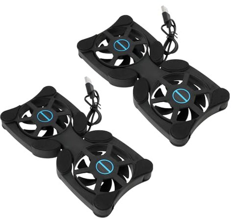 OTOTEC 2 Pezzi Tappetino di Raffreddamento per Laptop Mini Ventola Doppia Ventola di Raffreddamento USB per Laptop da 7-15 Pollici 19x8,7 cm/32,5x13 cm Lunghezza della Linea 37 cm