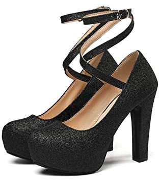 Viuluti 2030 Women's Platform Pumps Sexy High Heels Ankle Strap Mary Jane Pumps Artistic Handicrafts
