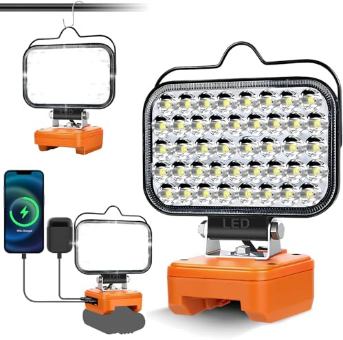 Lampe für Worx 20V Akku, Hell Baustrahler Taschenlampe Light Tragbares LED-Licht für Worx 20V Battery, Arbeitsleuchte Flutlichter Zubehör für Baustellen,Autoreparaturen,Camping