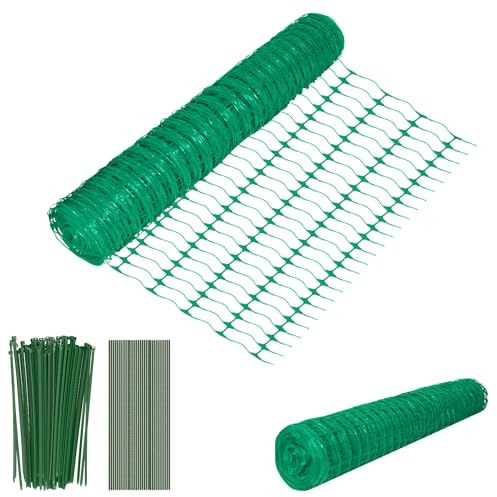 Froadp Betesstaket 1 m x 80 m hönsstaket med markspikar och band, stängsel, skyddsnät av plast, mobilt staket, multifunktionellt begränsningsstaket, fårstaket, hundstaket, fjäderfänät, byggstaket
