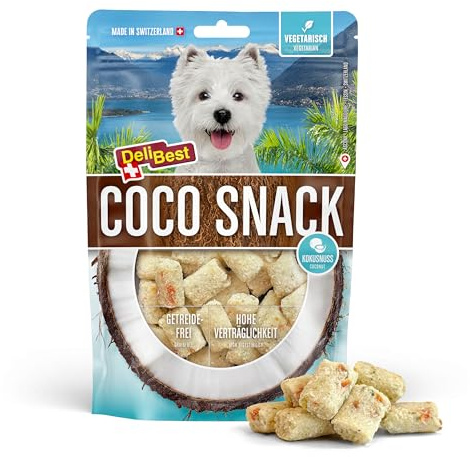 DeliBest CocoSnack Friandise pour Chien avec Flocons de Coco – Récompense végétarienne et collation d'entraînement 100 g