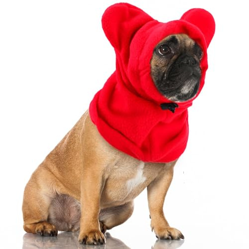 Chapeau Hiver pour Chien Chat Doux et Chaud Chapeaux pour Animaux Protection Contre le Bruit avec Oreilles Vêtements d'hiver pour Chiots Cagoule Chaude pour Temps Froid,M (Rouge)