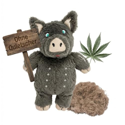 Canimal Farm | Hämpy das Hanf-Schwein 28 cm groß | Nachhaltiges Hundespielzeug ohne Quietscher | Robustes Kuscheltier für Hunde (Hanfwoll-Füllung, Handarbeit)