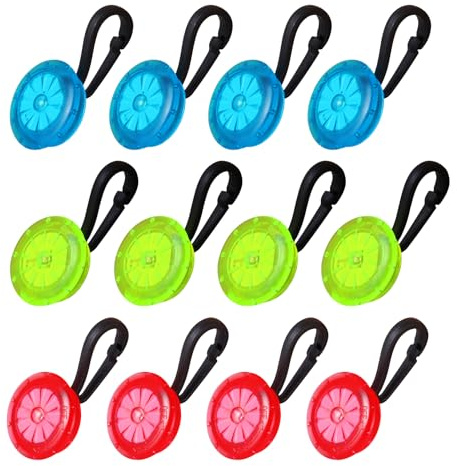 12 stycken blinkande LED-lampor, skolväskor, LED-klämlampor, blinkande ljus, säkerhet, löplampa, jogging, löparljus, LED-pannlampa, löparljus, liten strålkastare med 4 ljuslägen för löpning