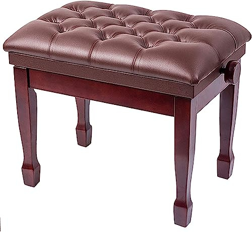 Pianopall, sminkbord, pianobänk, keyboardbänk, justerbar, justering, vuxna, pu-läder, höjdjustering: 48-58 cm, svart, rödbrun,Reddishbrown