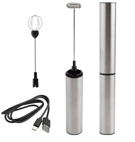 Batidor de huevos, batidor eléctrico USB de leche, café, té, varilla agitadora para hornear, crema, espumador de acero inoxidable, licuadora doméstica