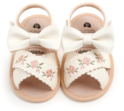 Ohwawadi Baby Girl Sandals Summer Bowknot Dress Flats Embroidered Shoes Tassels Beach Casual Sandal Infant Newborn Crib Shoes