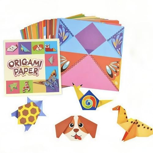 Origami per Bambini, 54 fogli di carta Origami con 27 motivi, set Origami con libro guida, progetti artistici e artigianali fai da te, regalo per principianti, bambini, ragazzi, ragazze, bambini