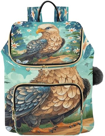 KAAVIYO Enfants Peinture Pygargue à TêTe Blanche Sac à Dos Tendance pour étudiants,Sac à Bandoulière pour Livres,Sac de Voyage pour Jeunes