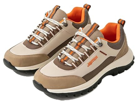 JOMIX Scarpe da Trekking Uomo con Lacci, Scarpe Sportive da Camminata Leggere Antiscivolo Traspiranti per Escursionismo Campeggio Esterno MOS255096 (Khaki, 42)
