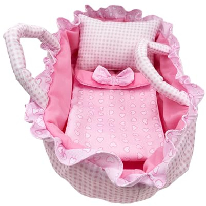 MHADBKH Adorable 35cm Doll Carry Cot with Cozy Bedding Set Pretend Play and Narrative Moments Role Play Doll Accessories