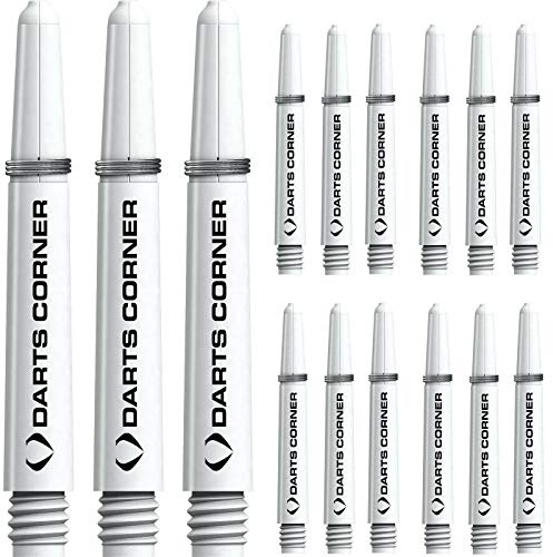 Designa S0736 Stems | 5 Sets of Tough Nylon Darts Corner Dart Shafts including Steel Ring, Medium, White