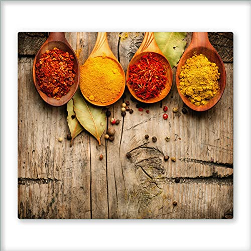 60x52 Glas-Herdabdeckplatte für Induktions- & Cerankochfeld Küchen-Spritzschutz Universale Küchenarbeitsplatte Schneidebrett & Kochplatte-Abdeckung Rutschfest Glasplatte inkl. Silikonnoppen (19)