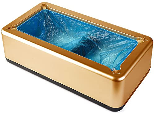 Amc Dispenser copriscarpe automatico professionale, distributore automatico copriscarpe monouso per casa, ufficio, lavoro, struttura robusta ABS e acciaio, omaggio 100 pz copriscarpe monouso, Oro