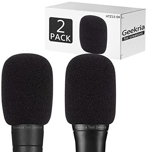 Geekria for Creators Foam Windscreen Compatible with Shure MV7, BETA 57A, BETA 58A, PGA48-QTR, PGA58-XLR Microphone Antipop Windshield, Mic Wind Cover, Sponge Foam Filter (Black / 2 Pack)