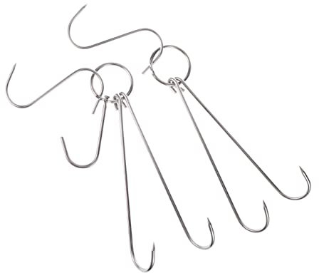 Cabilock 5pezzi Ganci Acciaio Inossidabile Per Carne Ganci Doppi Hook Per Essiccazione Fumigazione e Grigliate Strumenti Per Macellerie e Cucine Professionali