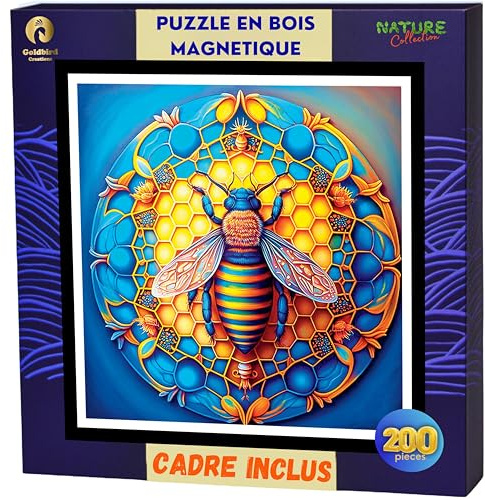 Puzzle De Madera con Marco - Puzzles De Arte para Adultos - Rompecabezas Magnetico Difficil - Cuadro Decoración Paisaje - Regalos Originales de Navidad Y Cumpleaños (Abeja)