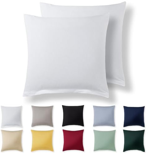 Alreya Kissenbezug 40 x 40 cm (2er Set) - Weiß - 100% Jersey Baumwolle - Kissenhülle für Kissen 40x40 cm, Jersey Kopfkissenbezüge, Superweicher Kissenbezüge 40x40 mit Reißverschluss
