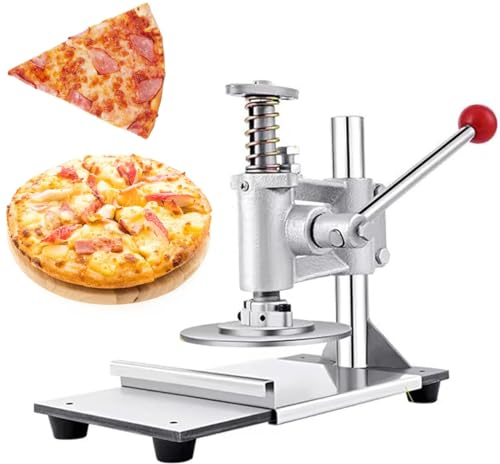 Pressa per Impasto per Pizza, Pressa per Impasto Manuale Piccola in Acciaio Inossidabile con Vassoio Estraibile, Spessore Regolabile, per Pizza, Torta, Tortillas (14cm)