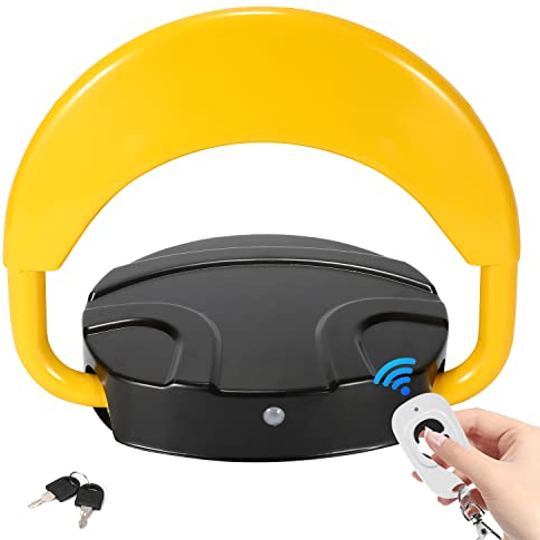 Joparri Parkplatzsperre mit Fernbedienung, Parkplatzwächter Automatische mit Alarmfunktionen, Ferngesteuerter Parkpfosten Antikollision 180°, Klapppfosten Poller, Elektronische Private Sperre
