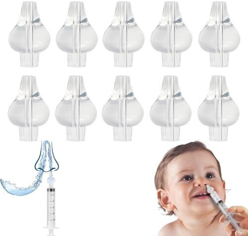 10 Pezzi Olive Nasali Per Lavaggi Neonato, Beccucci Morbidi in Silicone per Lavaggio Nasale Bambini, Oliva Silicone Riutilizzabile, Ricambi Sterilizzabili Tappini Siringa Per Nasali