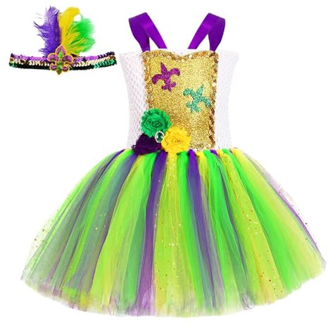 Tutu-kjol för flickor | fin utklädnad cosplay-klänning, prinsessklänning set, regnbåge tutu klänning, Mardi Gras tillbehör för karnevalfest