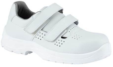 King's by Honeywell Safety S1P Sandals with Velcro Strip, Unisex, White, Lightweight, Suitable for Food & Healthcare, Size 8 UK, 6551714-080/42 (1 Pair)