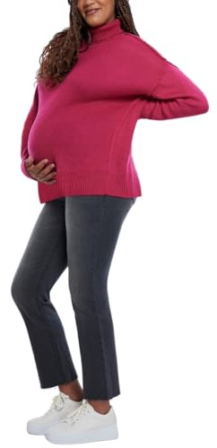 Motherhood Maternity Women's Long Sleeve Mock Turtleneck Pregnancy Knit Sweater, Cabaret, X-Large