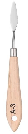 QUARKZMAN Coltello a Paletta per Pittura 6,69 Lama in Acciaio Inox Spatola Coltello per Palette con Design Foro Manico in Legno di Faggio per Olio Acrilico Tavolozza Colori