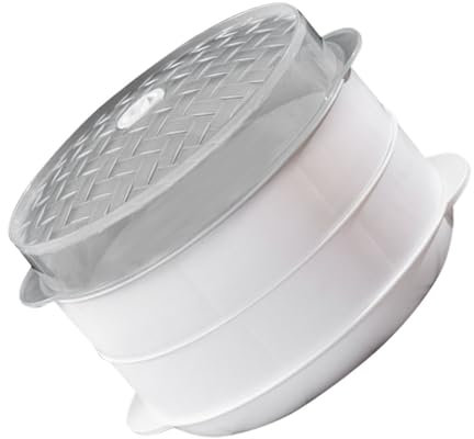 PAMINGONO 1juego Vaporera De Microondas Multifuncional Doble Capa Recipiente De Cocina Para Cocción Saludable Para Verduras Arroz y Resistente Altas Temperaturas