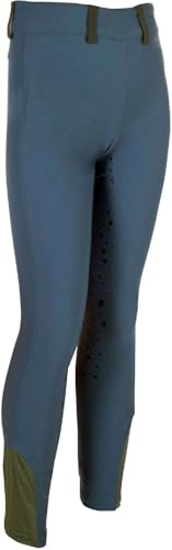 HKM Mädchen Pony Dream II Silikon-Vollbesatz Reitleggings, Rauchblau, 122/128