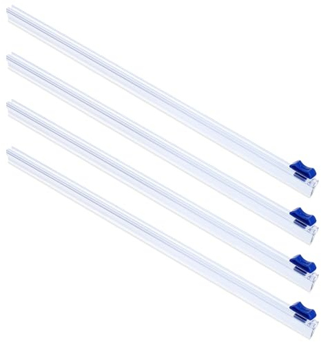 Qianyu 4Pcs Plastic Wrap Slide Cutter Wrapping Paper Cutter Slider Self-Adhesive Wrap Dispenser with Cutter Foil Ddispenser for Plastic Wrap Wax Paper Saran Wrap Kitchen Office Supplies (15mm)