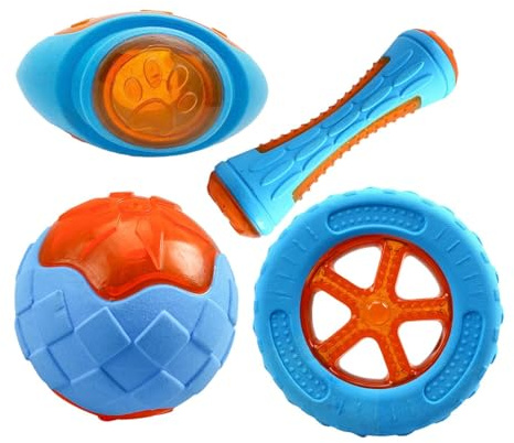 Générique Set 4 Jouets Flottants pour Chien - Jouet Piscine Résistant avec Grincement Et Nettoyage Dentaire Set Jouet Piscine Chien Anti-déchirement pour Lac/Plage