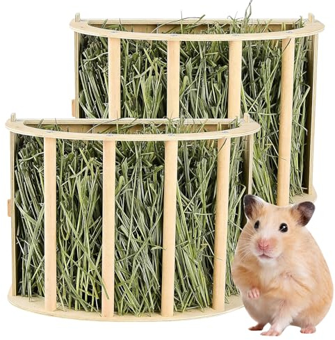 2 Pièce Râtelier À Foin, Râtelier À Foin en Bois, Mangeoire À Foin en Bois, Support Robuste, 25 * 13 * 18,8 Cm, Distributeur De Foin pour Cochons pour Lapins, Cochons d'Inde, Hamsters, Petits Animaux