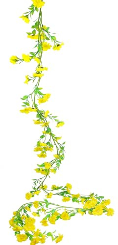CEWUDA Ghirlanda Fiori Finti Gialla 200 cm Ghirlanda Primaverile Margherite Finte per Decorazioni Vite Piante Rampicanti Finte per Camere Mantello Giardino Festa Matrimonio Nozze Arco