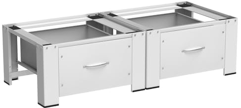 Eikuavons 2 tvättmaskinsunderrede med låda, 63 × 54 × 32 cm, förstärkta stålplattor upp till 150 kg, universell underkonstruktion och upphöjning för tvättmaskin/torktumlare