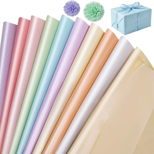 80 hojas de papel de seda, 35 x 50 cm, papel de seda pastel multicolor, papel de regalo, papel de envolver para Pascua, cumpleaños, bodas, manualidades (10 colores)