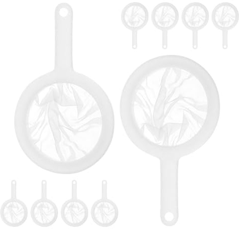 ROMISBABA Red para Acuarios Pequeña de Nylon PP con Mango Plástico Ergonómico Malla Fina para Captura de Camarones y Peces Jóvenes 10 Unidades para Limpieza y Cría en Peceras Accesorios