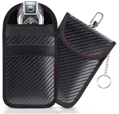 LIUFUMEI 2 Stück Keyless Go Schutz Autoschlüssel Schutzhülle für FIAT Ducato 2001-2026,Faraday Tasche RFID Blocker Keyless Go Schutzhülle Kohlefaser Diebstahlschutz,M