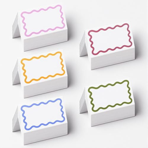 RAHHLIZS 50pcs Name Cards for Table Setting, Place Cards Table Setting 2'' x 3.5 Tent Blank Card, Food Labels Cards for Weddings Birthday Party Buffet Tables