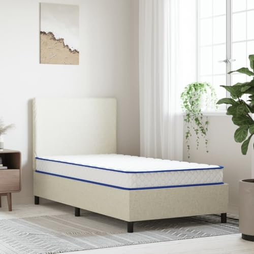 Vanitopaz Madrass med minnesskum, 200 x 90 x 17 cm, vändmadrass med 5 lager, för dubbelsäng, 40D visco-komfort, rullbar som sovunderlägg, zonavlastning