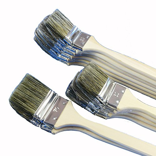 ROTIX - 98030 Lot de 12 pinceaux pour radiateur - 50-60-70 mm - Poils mélangés gris.