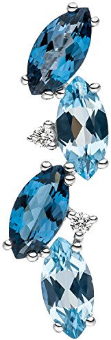 Jobo Damen-Anhänger aus 14 Karat 585 Weißgold mit Blautopas und 2 Diamanten